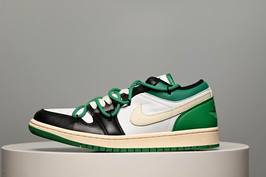 Cheap Air Jordan 1 Low Green black and white Men's Women's Basketball Shoes-40